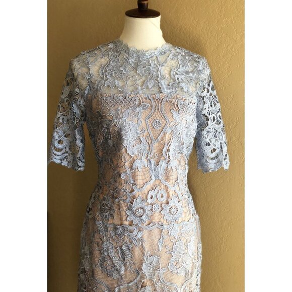 Just Me Women’s Lace Blue Nude Lined Lace Sheath Dress size M - Picture 4 of 12